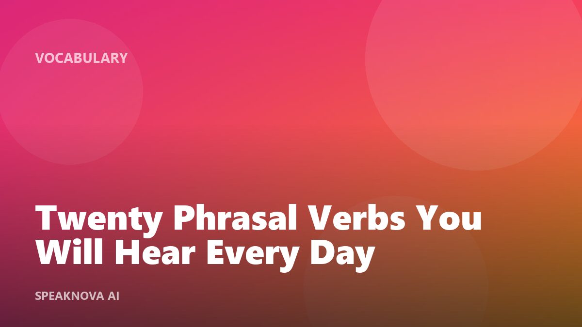 Twenty Phrasal Verbs You Will Hear Every Day